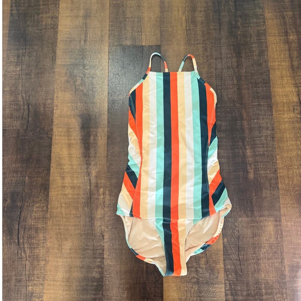 Albion Fit Striped Lace The Gigi One Piece Swimsuit Size Small